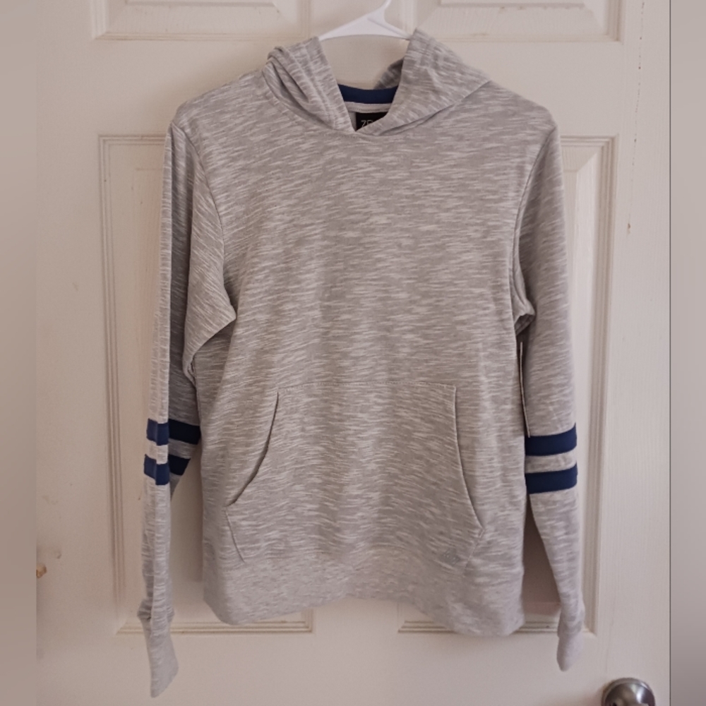 ZELOS Women's Lightweight‎ Hooded Sweatshirt With Pocket Size Large Gray/ Navy